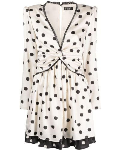 Liu Jo Langärmeliges Kleid mit Polka Dots - Weiß
