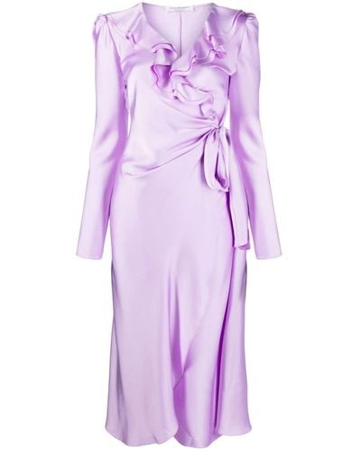 Philosophy Di Lorenzo Serafini Ruffle-detailing V-neck Dress - Purple