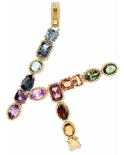 Dolce & Gabbana Rainbow Alphabet K 18kt Yellow Gold Multi-stone Pendant - Metallic