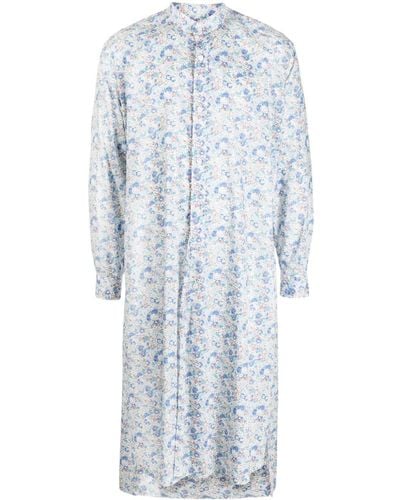 Hed Mayner Floral-print Cotton Shirt - Blue