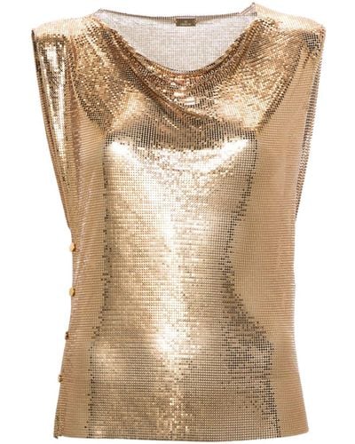 Rabanne Chainmail Cowl-neck Tank Top - Natural
