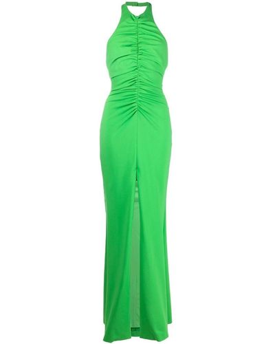 Alexander McQueen Vestido fruncido con cuello halter - Verde