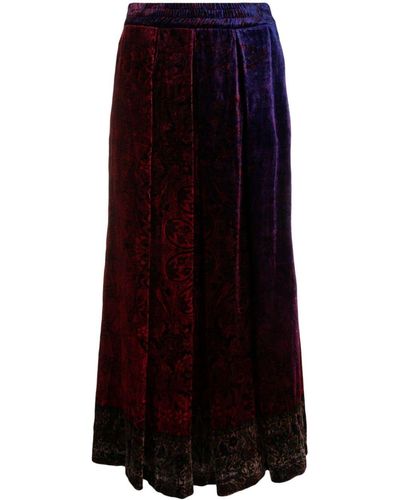 Pierre Louis Mascia Kanada Patterned Floral-print Velvet Skirt - Purple