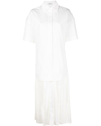 Goen.J Shirt-layered Pleated-lace Dress - White