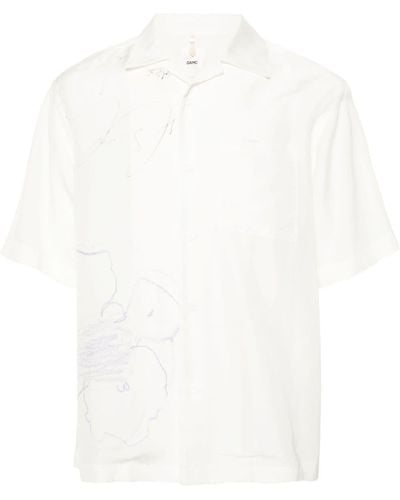 OAMC Kurzärmeliges Hemd mit Zeichnungs-Print - Weiß