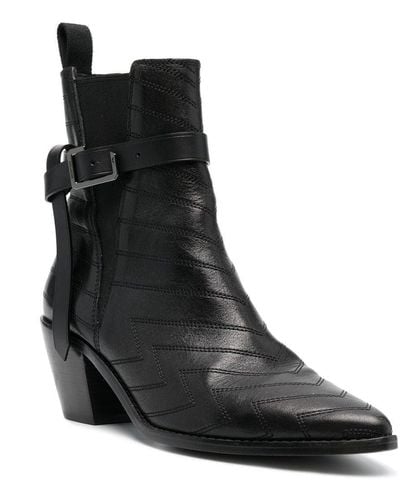 Zadig & Voltaire Leather Cuban Ankle Boots - Black