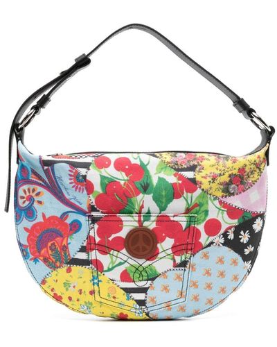 Moschino Jeans Patchwork-print Cotton Shoulder Bag - White