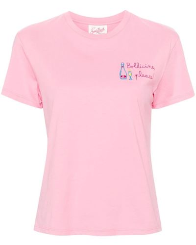 Mc2 Saint Barth Embroidered-motif cotton T-shirt - Pink
