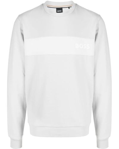 BOSS Sweater Met Logoprint - Wit