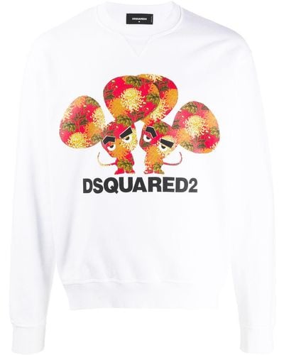 DSquared² Logo Print Cotton Jumper - White