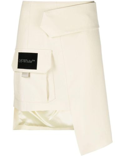 Off-White c/o Virgil Abloh Asymmetric Wool Mini Skirt - Natural