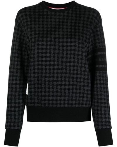 Thom Browne 4-bar Stripe Checked Sweatshirt - Black