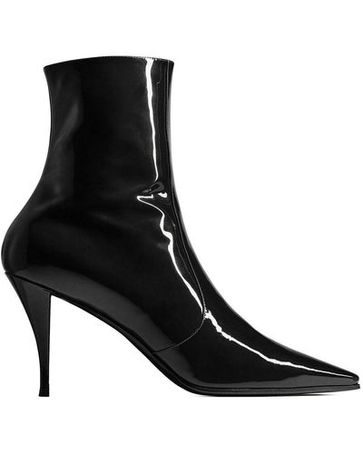 Saint Laurent Ziggy Zipped Boots In Patent Leather - Black