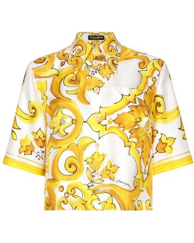 Dolce & Gabbana Seidenhemd mit Majolica-Print - Mettallic