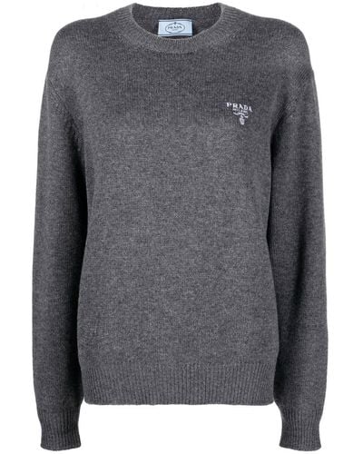 Prada Chest Logo Sweater - Gray