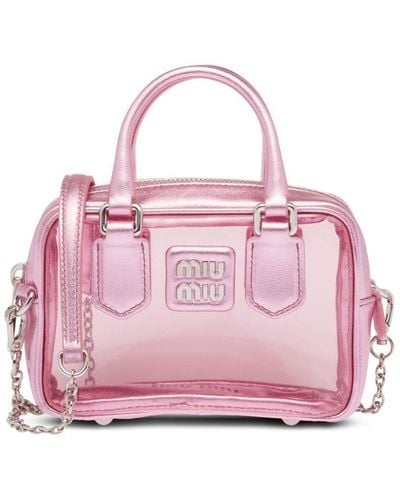 Miu Miu Mini sac à bandoulière à effet métallisé - Rose