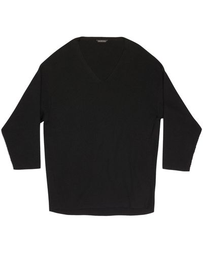 Balenciaga Pull oversize à col v - Noir