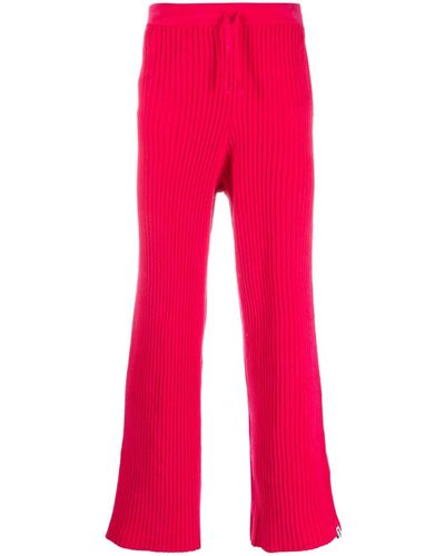 Bonsai Ribbed-knit Straight-leg Trousers - Red