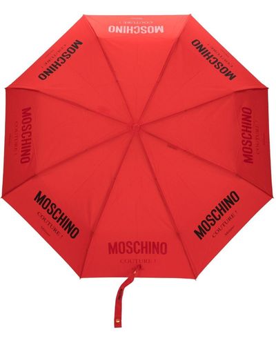 Moschino Regenschirm mit Logo-Print - Rot