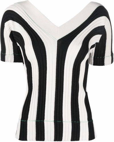 Bottega Veneta Ribbed Stripe-print Top - Black