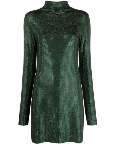 Patrizia Pepe Rhinestone-embellished Stretch-jersey Minidress - Green
