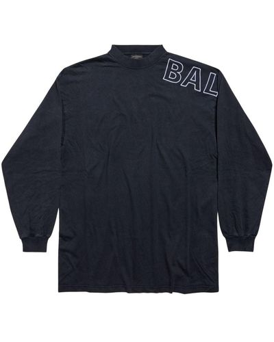 Balenciaga Logo-print Cotton Sweatshirt - Blue