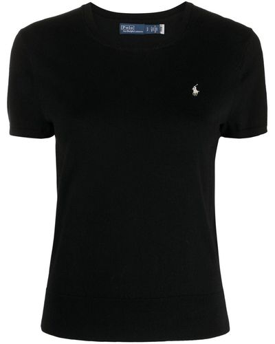 Polo Ralph Lauren Rundhals-T-Shirt aus Baumwolljersey - Schwarz