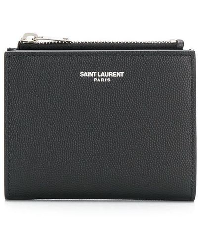 Saint Laurent Grainy Zipped Card Case - Black