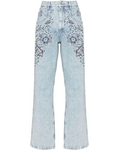 Isabel Marant Gerade Jeans mit Blumenstickerei - Blau