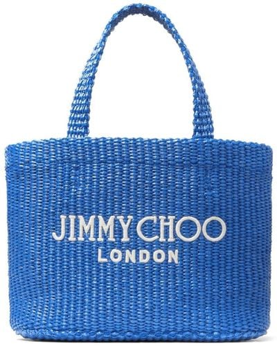 Jimmy Choo Mini Strandtasche mit Logo-Stickerei - Blau