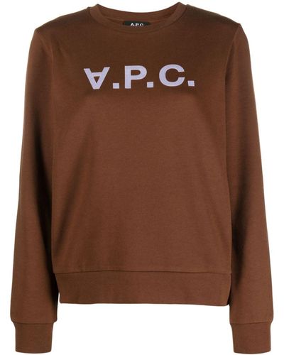 A.P.C. Logo-print Cotton Sweatshirt - Brown