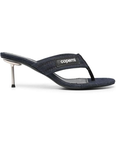 Coperni Logo-patch 70mm Denim Sandals - Blue