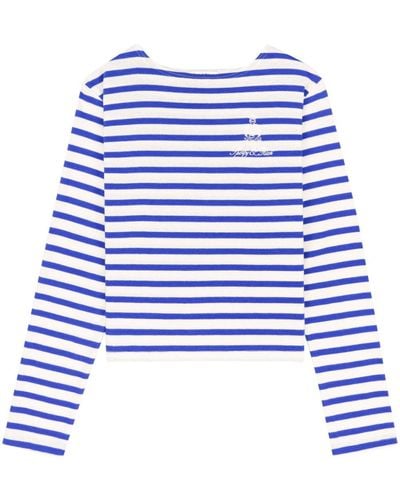 Sporty & Rich Breton stripe-print T-Shirt - Bleu