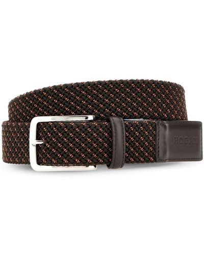 Hogan Leather-trim Interwoven Belt - Black