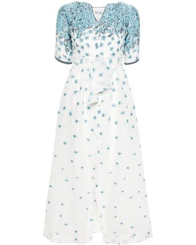 Baruni Lobelia Floral-appliqué Maxi Dress - Blue