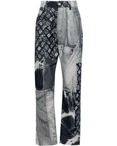 Aries Jacquard Patchwork Jeans - Gray
