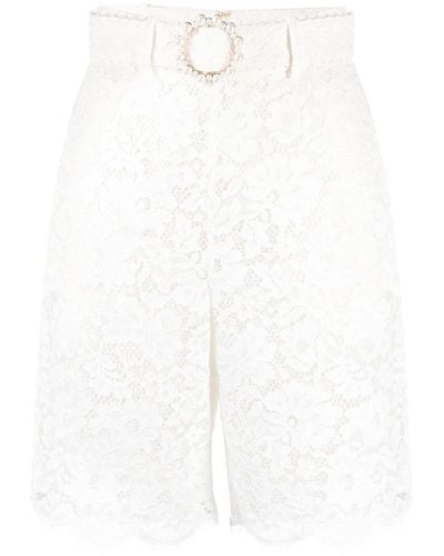 Zimmermann Belted Lace Knee-length Shorts - White