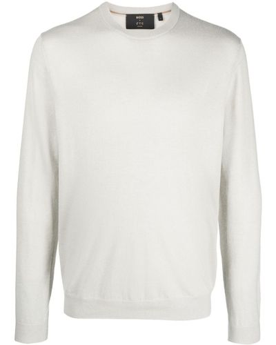 BOSS Crew-neck cashmere jumper - Blanco