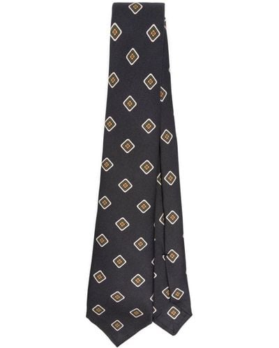 Kiton Geometric-pattern Tie - White