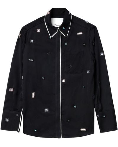 3.1 Phillip Lim Camisa de pijama con gemas - Negro