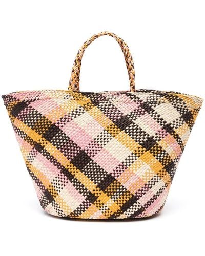 Ulla Johnson Plaid-pattern Woven Tote Bag - Pink