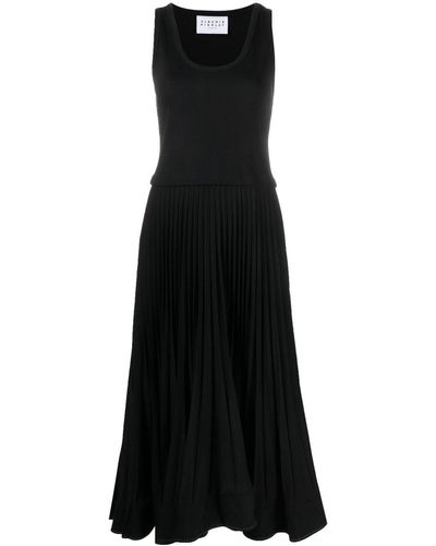 Claudie Pierlot Pleated-skirt Sleeveless Midi Dress - Black