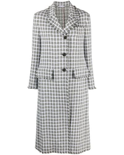Thom Browne Check-pattern Tweed Coat - Grey