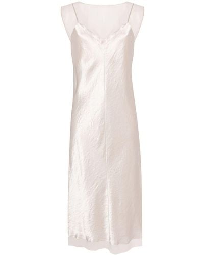 Vince Satin Midi Slip Dress - White