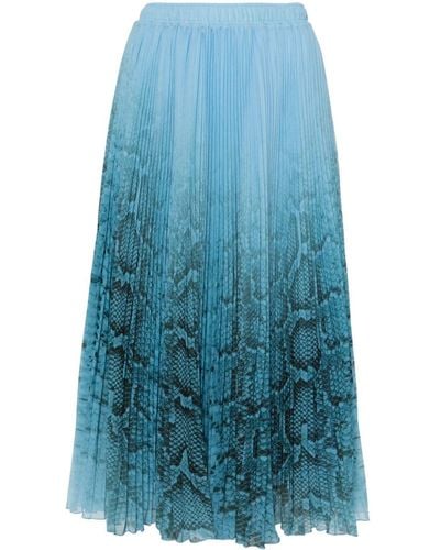 Ermanno Scervino Snakeskin-print Pleated Midi Skirt - Blue