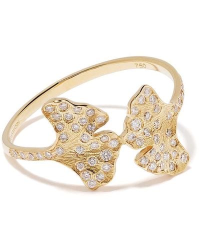 Aurelie Bidermann 18kt Yellow Gold Ginkgo Diamond Ring - Metallic