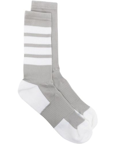 Thom Browne Chaussettes à 4 bandes signature - Gris