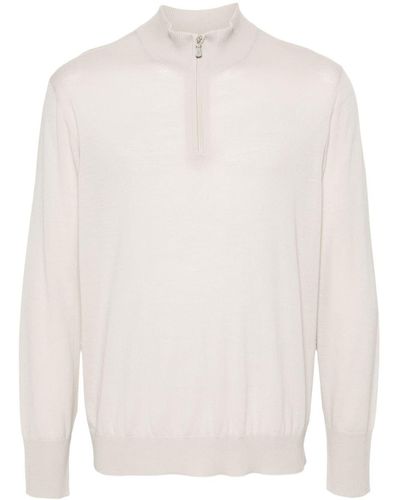 Eleventy Fein gestrickter Pullover mit Reißverschluss - Weiß