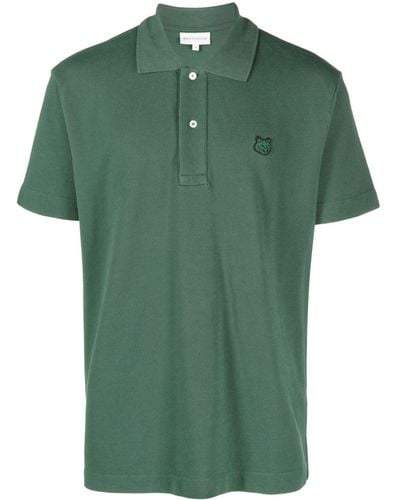 Maison Kitsuné Piqué logo-appliqué polo shirt - Verde