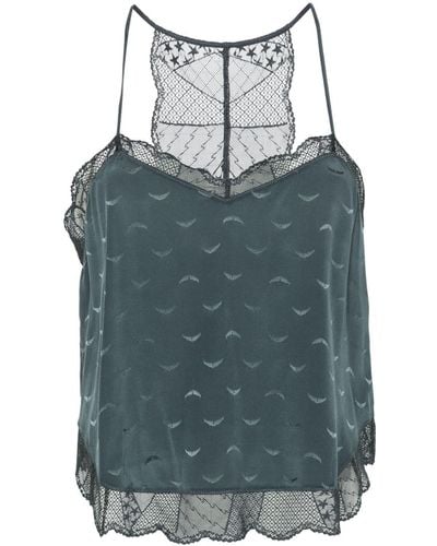 Zadig & Voltaire Claudy Jacquard Silk Tank Top - Blue